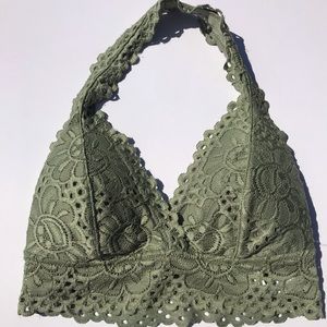 Aeropostale Green Lace Halter Bralette